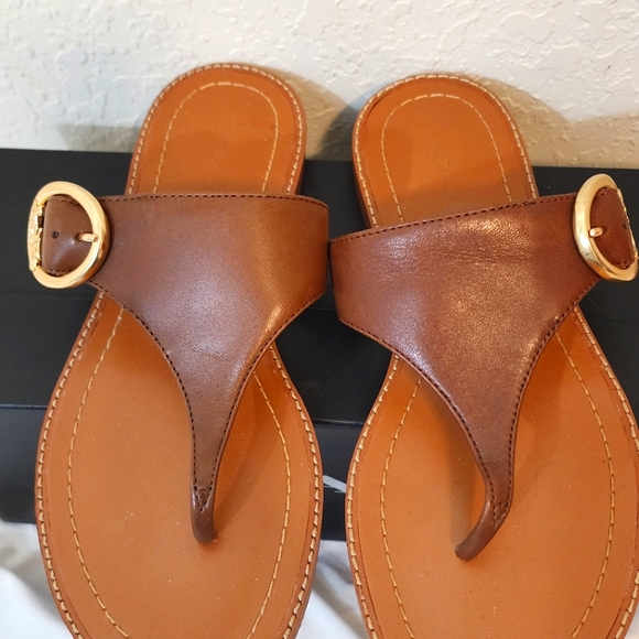 NWT Coach Lesli Leather Sandal Saddle Color - Picture 3 of 9